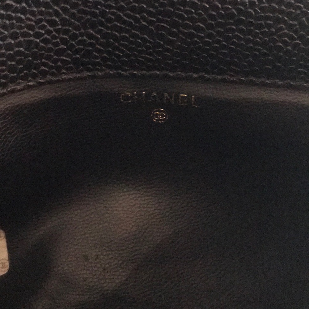 CHANEL Black Quilted CC Logo Caviar pouch-modified with added chain holes - Picture 8 of 8